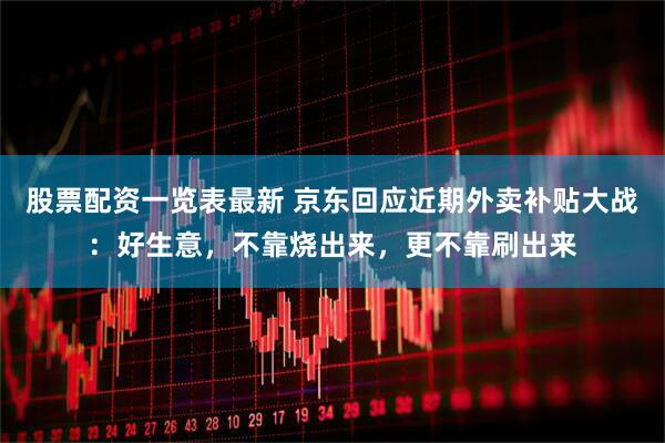 股票配资一览表最新 京东回应近期外卖补贴大战：好生意，不靠烧出来，更不靠刷出来
